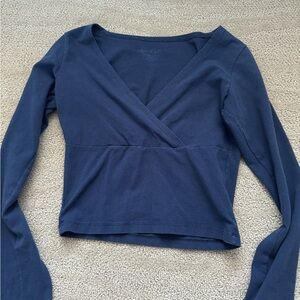 Brandy Melville Navy V-Neck Wrap Top